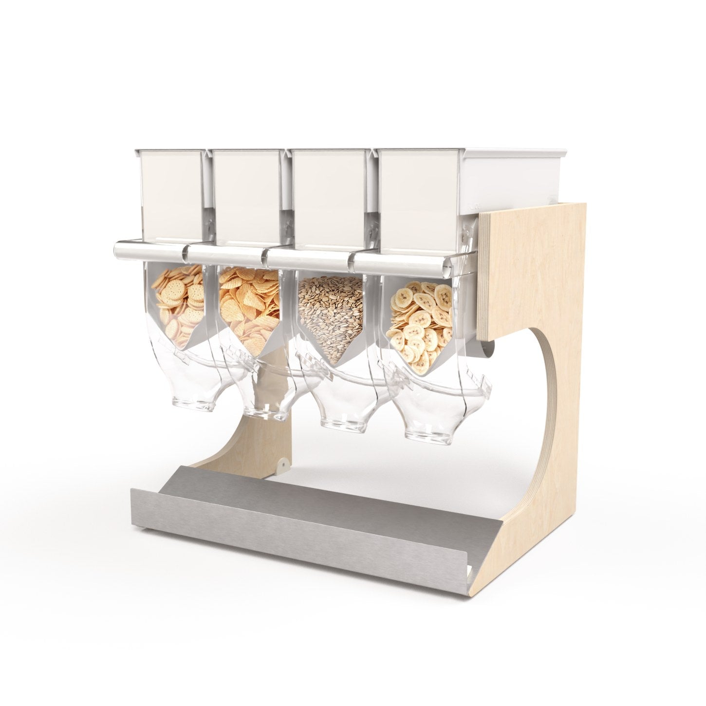 Product rendering of four Purcell dispensers on a countertop fixture